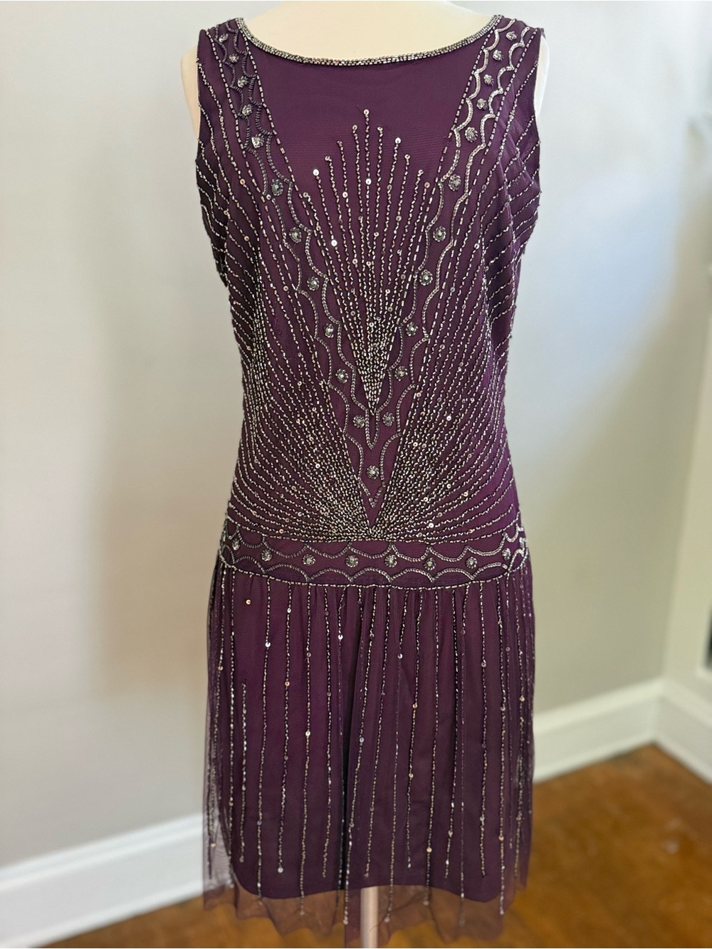 Adrianna Papell Beaded Gatsby Flapper Dress Size M/L Art Deco Costume Party - Picture 3 of 14